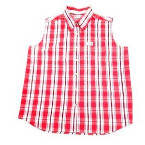 Cowgirl Hardware Womens Top Plaid Sleeveless Button-Down Blouse size XL  JH1151